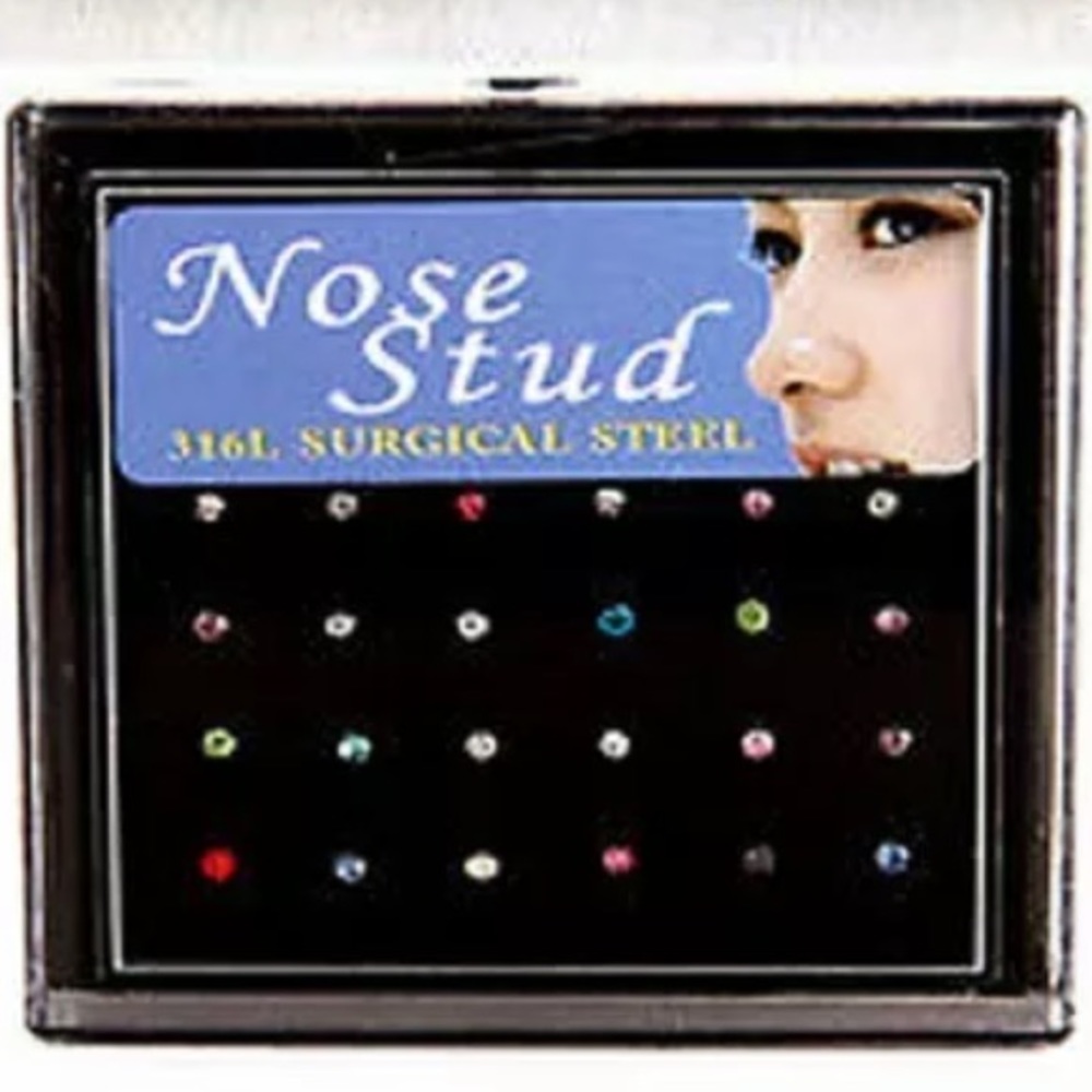 24piece Colored Crystal Rhinestone Nose Rings - Picture 2 of 3